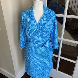 J. McLaughlin Blue Wrap Long Sleeve Dress